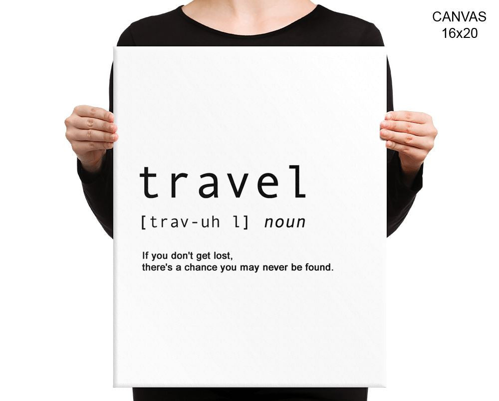 Travel Definition Print, Beautiful Wall Art with Frame and Canvas options available Dictionary Decor