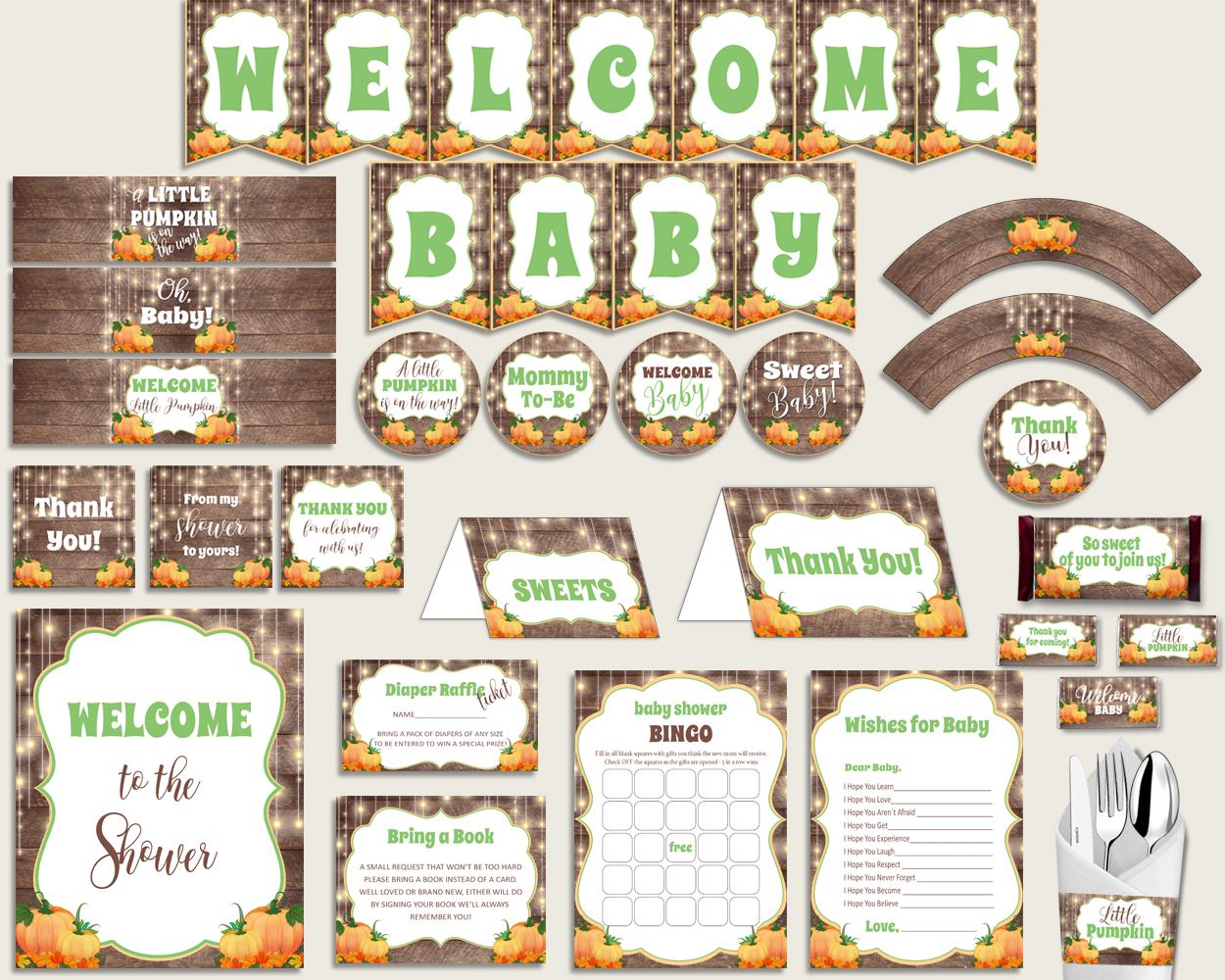 Decorations Baby Shower Decorations Autumn Baby Shower Decorations Baby Shower Autumn Decorations Brown Orange party decor prints 0QDR3 - Digital Product