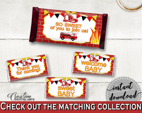 Candy Decorations Baby Shower Candy Decorations Fireman Baby Shower Candy Decorations Red Yellow Baby Shower Fireman Candy Decorations LUWX6 - Digital Product