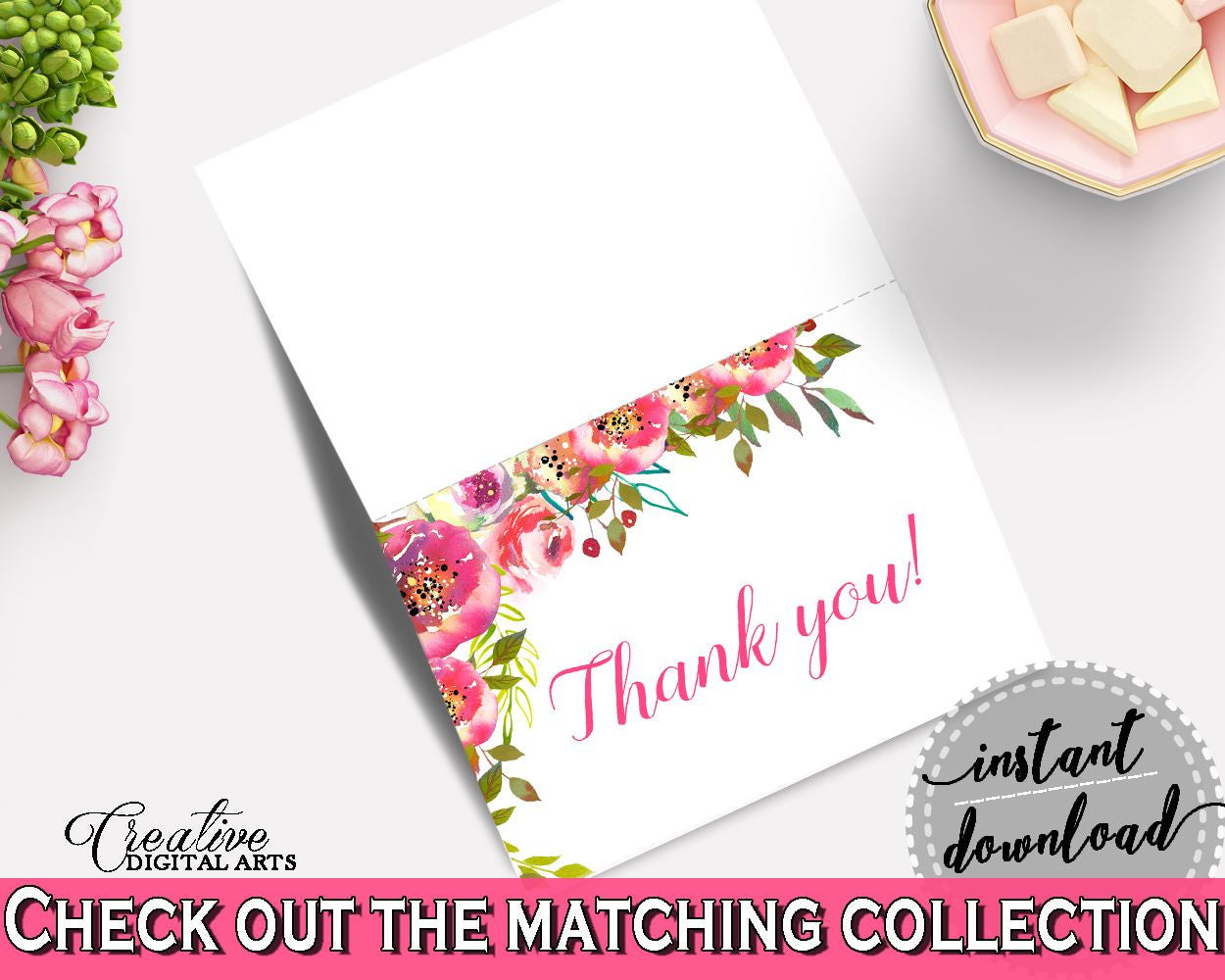 Thank You Card Bridal Shower Thank You Card Spring Flowers Bridal Shower Thank You Card Bridal Shower Spring Flowers Thank You Card UY5IG - Digital Product