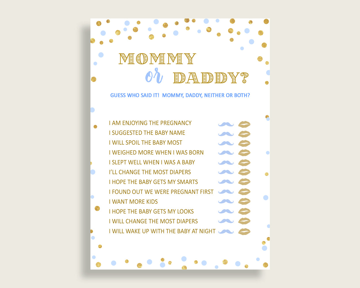 Mommy Or Daddy Baby Shower Mommy Or Daddy Confetti Baby Shower Mommy Or Daddy Blue Gold Baby Shower Confetti Mommy Or Daddy prints cb001