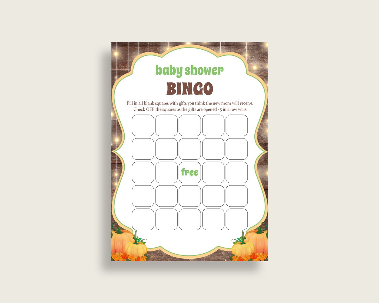 Bingo Baby Shower Bingo Autumn Baby Shower Bingo Baby Shower Autumn Bingo Brown Orange printable files party theme party planning 0QDR3 - Digital Product