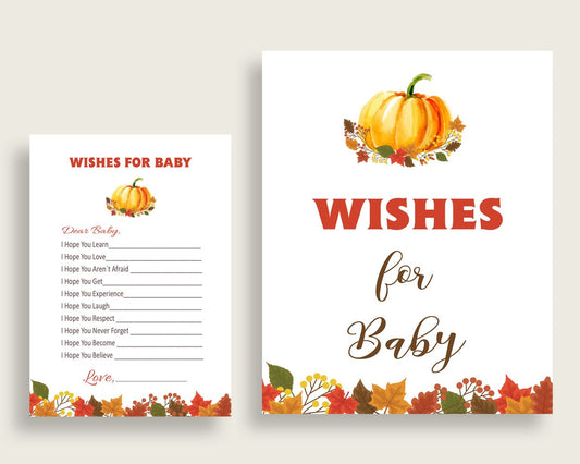 Wishes For Baby Baby Shower Wishes For Baby Fall Baby Shower Wishes For Baby Baby Shower Pumpkin Wishes For Baby Orange Brown prints BPK3D - Digital Product