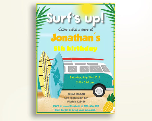 Surf Birthday Invitation Surf Birthday Party Invitation Surf Birthday Party Surf Invitation Boy wave invitation surf wave boy 68ZY1 - Digital Product