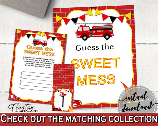 Sweet Mess Baby Shower Sweet Mess Fireman Baby Shower Sweet Mess Red Yellow Baby Shower Fireman Sweet Mess - LUWX6 - Digital Product