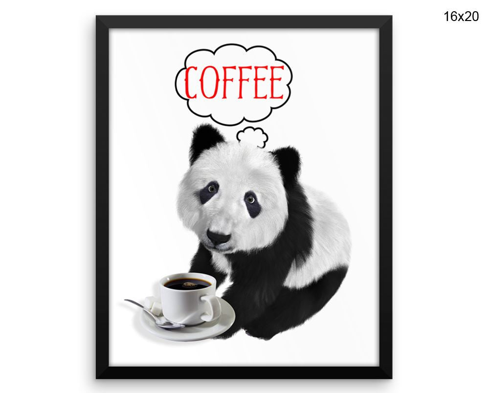 Panda Coffee Print, Beautiful Wall Art with Frame and Canvas options available Bar Decor