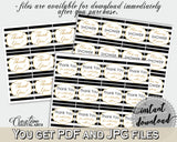 Baby shower THANK YOU favor tags square printable with black strips color theme for boys or girls, digital files, instant download - bs001