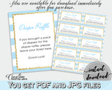 Baby shower DIAPER RAFFLE printable insert card with blue and white stripes theme, digital Jpg Pdf, instant download - bs002