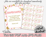 Diaper Raffle, Baby Shower Diaper Raffle, Dots Baby Shower Diaper Raffle, Baby Shower Dots Diaper Raffle Pink Gold printable files - RUK83 - Digital Product