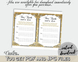 Gold And Yellow Glittering Gold Bridal Shower Theme: Two Truths And A Lie Game - truth and lie game, blazing shower, party décor - JTD7P - Digital Product