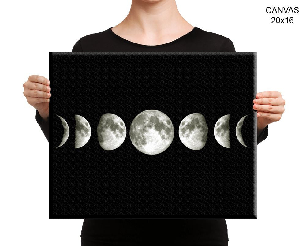 Moon Phases Print, Beautiful Wall Art with Frame and Canvas options available Space Decor