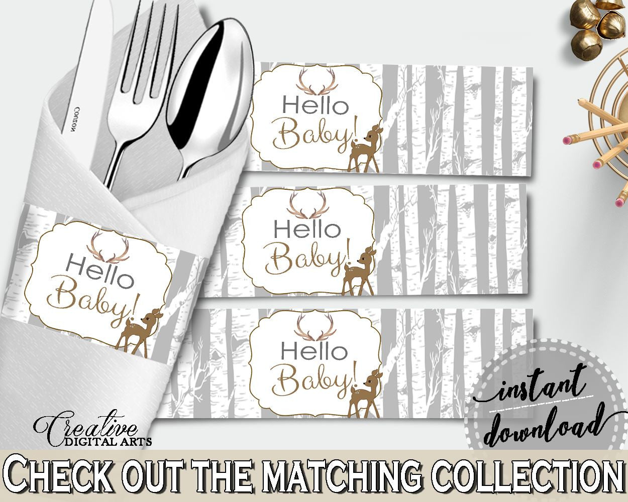 Napkin Rings Baby Shower Napkin Rings Deer Baby Shower Napkin Rings Baby Shower Deer Napkin Rings Gray Brown prints - Z20R3 - Digital Product