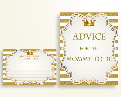 Advice Cards Baby Shower Advice Cards Royal Baby Shower Advice Cards Gold White Baby Shower Gold Advice Cards paper supplies prints Y9MQF - Digital Product