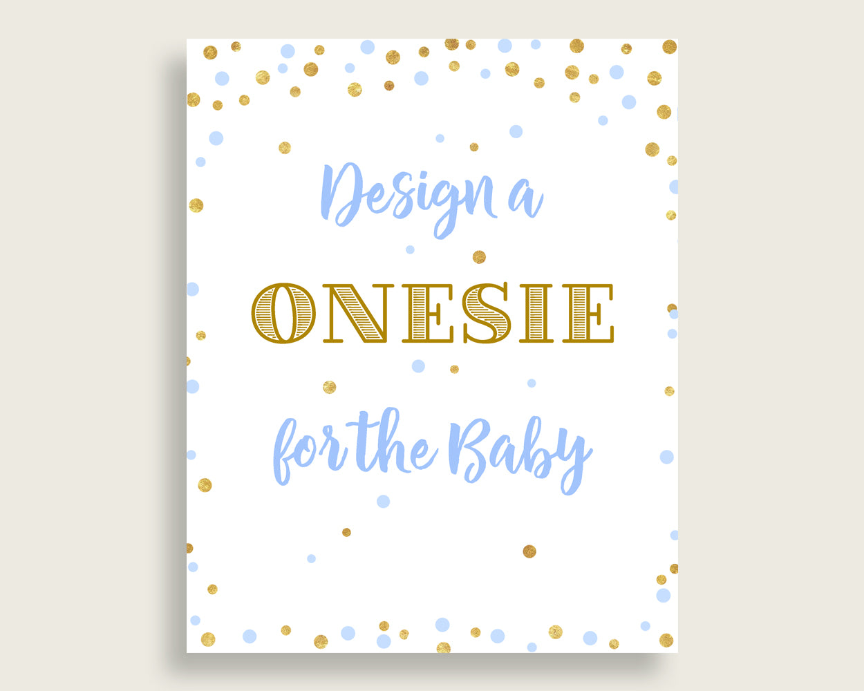 Sign The Onesie Baby Shower Design A Onesie Confetti Baby Shower Sign The Onesie Blue Gold Baby Shower Confetti Design A Onesie cb001