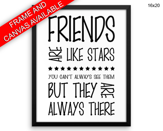 Friends Print, Beautiful Wall Art with Frame and Canvas options available Home Decor