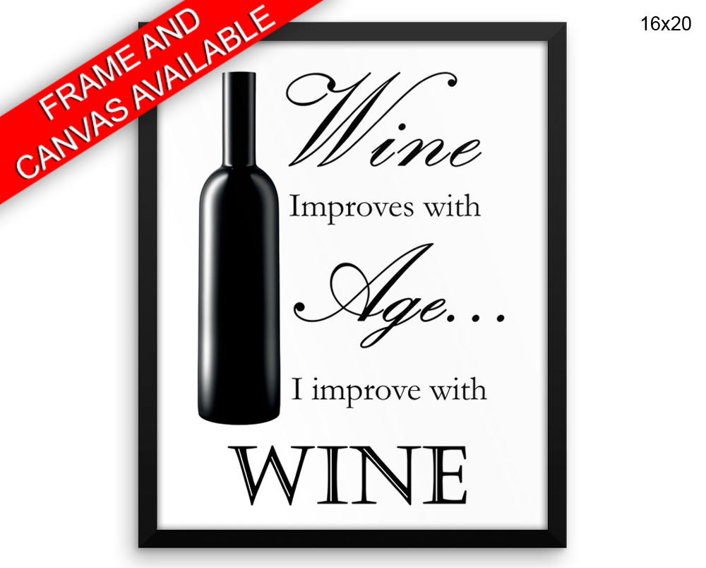 Wine Print, Beautiful Wall Art with Frame and Canvas options available Bar Decor