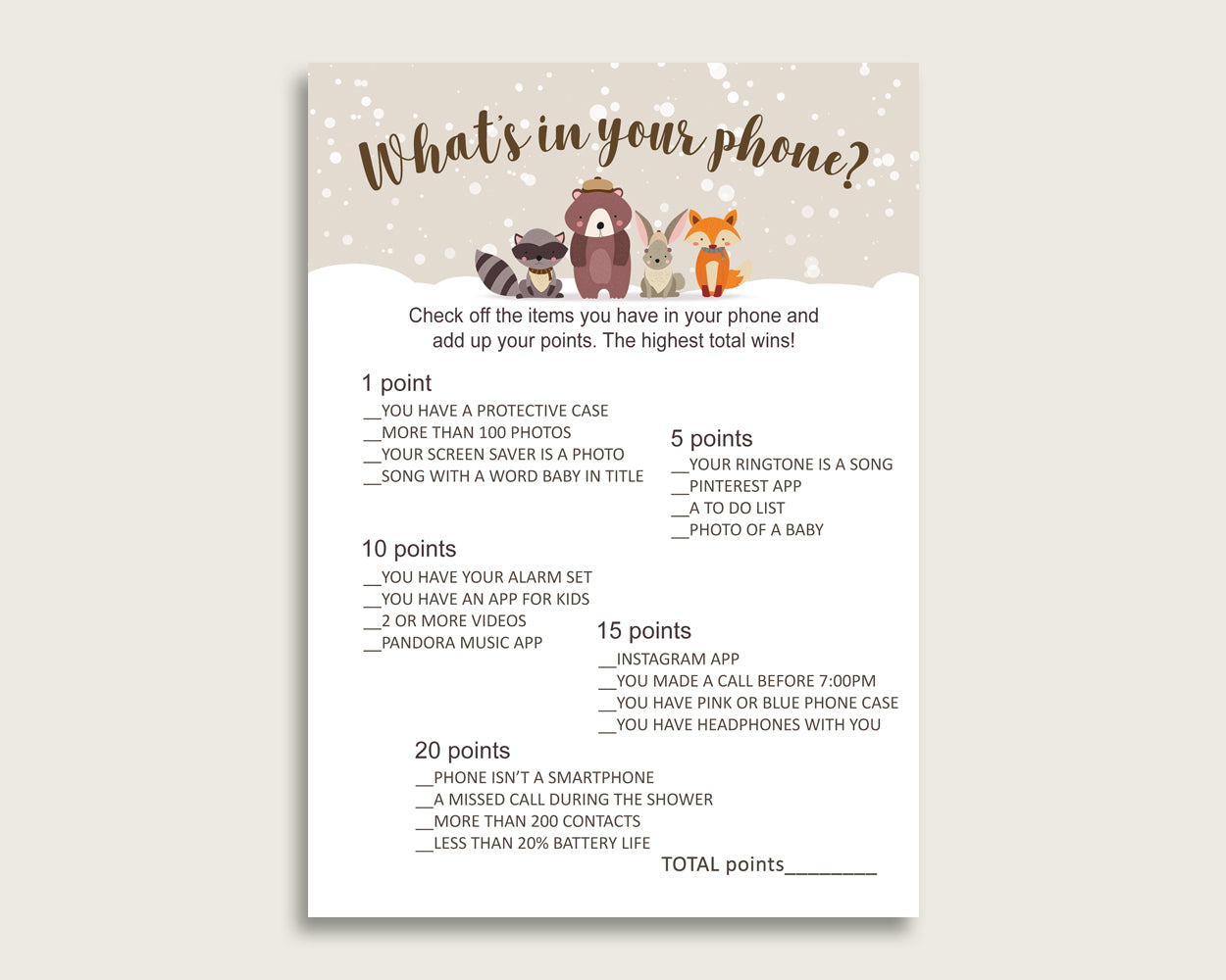 Beige Brown What's In Your Phone Game, Winter Woodland Baby Shower Gender Neutral, What's In Your Cell Phone Printable, Instant RM4SN