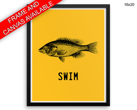 Swim Fish Print, Beautiful Wall Art with Frame and Canvas options available Office Decor