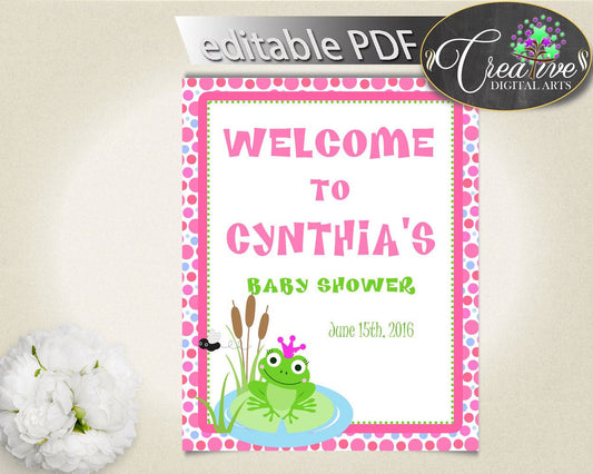 Shower Pink Theme Baby Shower Toad Personalized Sign Editable Door Sign WELCOME SIGN, Party Décor, Customizable Files - bsf01 - Digital Product