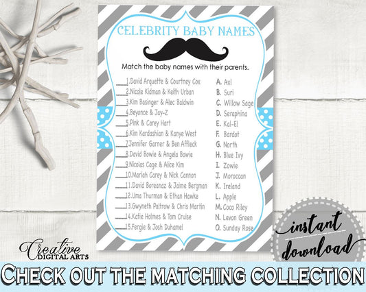 Celebrity Baby Names, Baby Shower Celebrity Baby Names, Mustache Baby Shower Celebrity Baby Names, Baby Shower Mustache Celebrity Baby 9P2QW - Digital Product