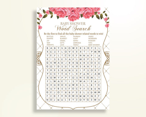 Word Search Baby Shower Word Search Roses Baby Shower Word Search Baby Shower Roses Word Search Pink White paper supplies pdf jpg U3FPX - Digital Product