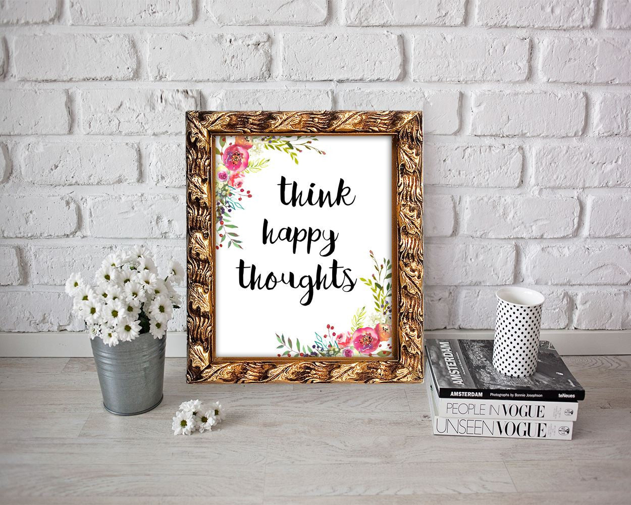 Wall Art Think Happy Thoughts Digital Print Think Happy Thoughts Poster Art Think Happy Thoughts Wall Art Print Think Happy Thoughts - Digital Download