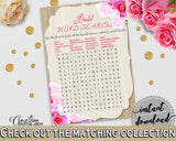 Pink And Beige Roses On Wood Bridal Shower Theme: Word Search - crossword puzzle, vintage roses, party decorations, party stuff - B9MAI - Digital Product