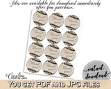 Brown And Beige Seashells And Pearls Bridal Shower Theme: Thank You Tag - round favour labels, necklace bridal, customizable files - 65924 - Digital Product