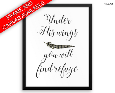 Refuge Wings Print, Beautiful Wall Art with Frame and Canvas options available Christian Decor