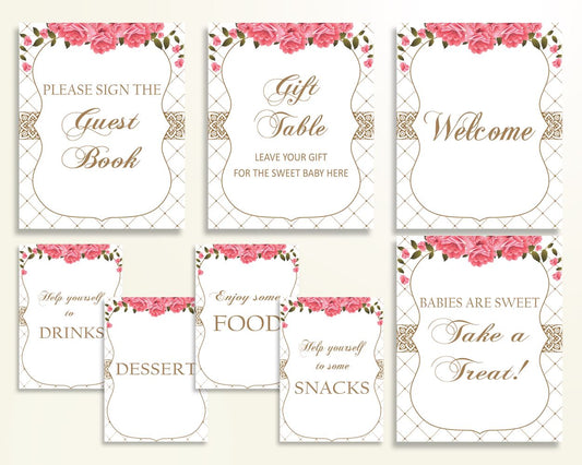 Table Signs Baby Shower Table Signs Roses Baby Shower Table Signs Baby Shower Roses Table Signs Pink White party organising prints U3FPX - Digital Product