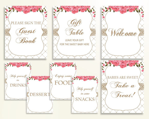 Table Signs Baby Shower Table Signs Roses Baby Shower Table Signs Baby Shower Roses Table Signs Pink White party organising prints U3FPX - Digital Product