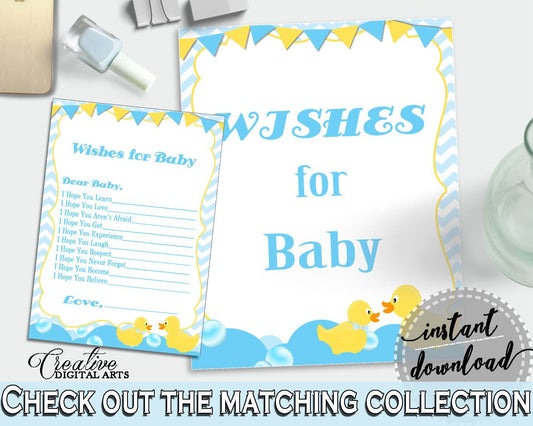 Yellow Rubber Ducky Baby Shower Cute Learning Respecting WISHES FOR BABY, Pdf Jpg, Party Organizing, Party Décor - rd002 - Digital Product