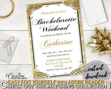 Bachelorette Weekend Invitation Editable in Glittering Gold Bridal Shower Gold And Yellow Theme, answer, paper supplies, prints - JTD7P - Digital Product