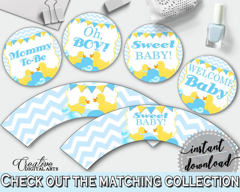 Baby Shower Pretty Yellow Ducky Cupcake Wrappers Cupcake Decor CUPCAKE TOPPERS AND Wrappers, Party Organising, Prints - rd002 - Digital Product