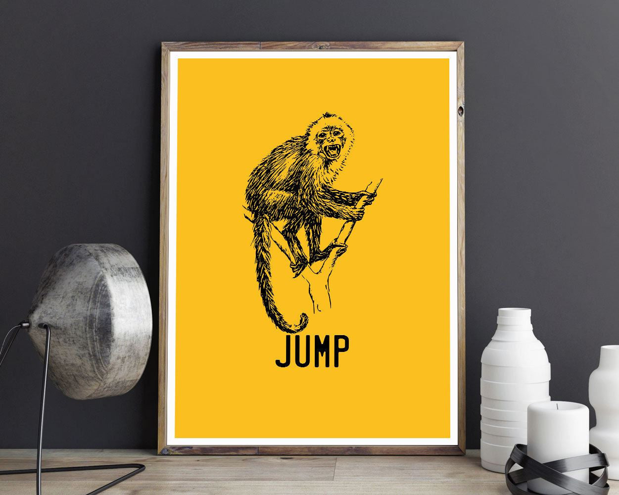 Wall Decor Monkey Printable Jump Prints Monkey Sign Jump Living Room Art Jump Living Room Print Monkey Printable Art Monkey wild - Digital Download