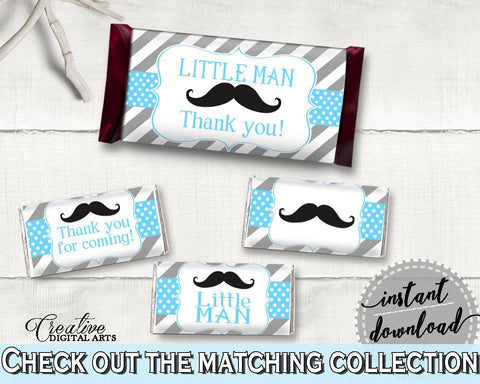 Blue Gray Candy Decorations, Baby Shower Candy Decorations, Mustache Baby Shower Candy Decorations, Baby Shower Mustache Candy 9P2QW - Digital Product