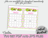 Baby Shower printable BINGO GIFT cards game with green alligator and pink color theme, Jpg Pdf, instant download - ap001