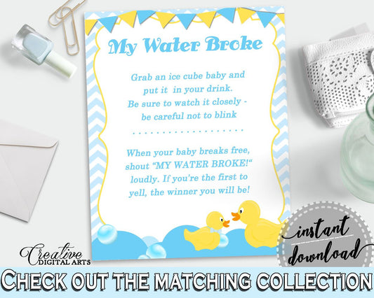 Baby Shower Cute Shower Donald Duck My Water Broke Ice Melting MY WATER BROKE, Party Organizing, Party Supplies, Pdf Jpg - rd002 - Digital Product