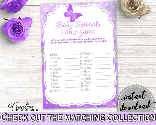 Baby Animal Names Baby Shower Baby Animal Names Butterfly Baby Shower Baby Animal Names Baby Shower Butterfly Baby Animal Names Purple 7AANK - Digital Product