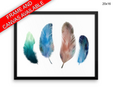 Watercolor Feathers Print, Beautiful Wall Art with Frame and Canvas options available Living Room
