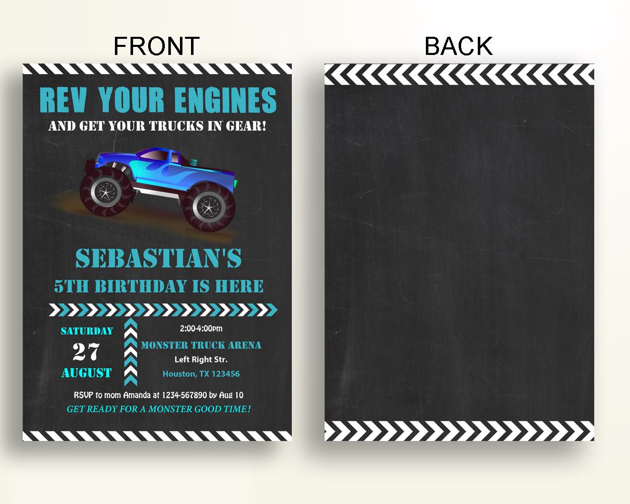 Monster Truck Birthday Invitation Monster Truck Birthday Party Invitation Monster Truck Birthday Party Monster Truck Invitation Boy YJXG3 - Digital Product