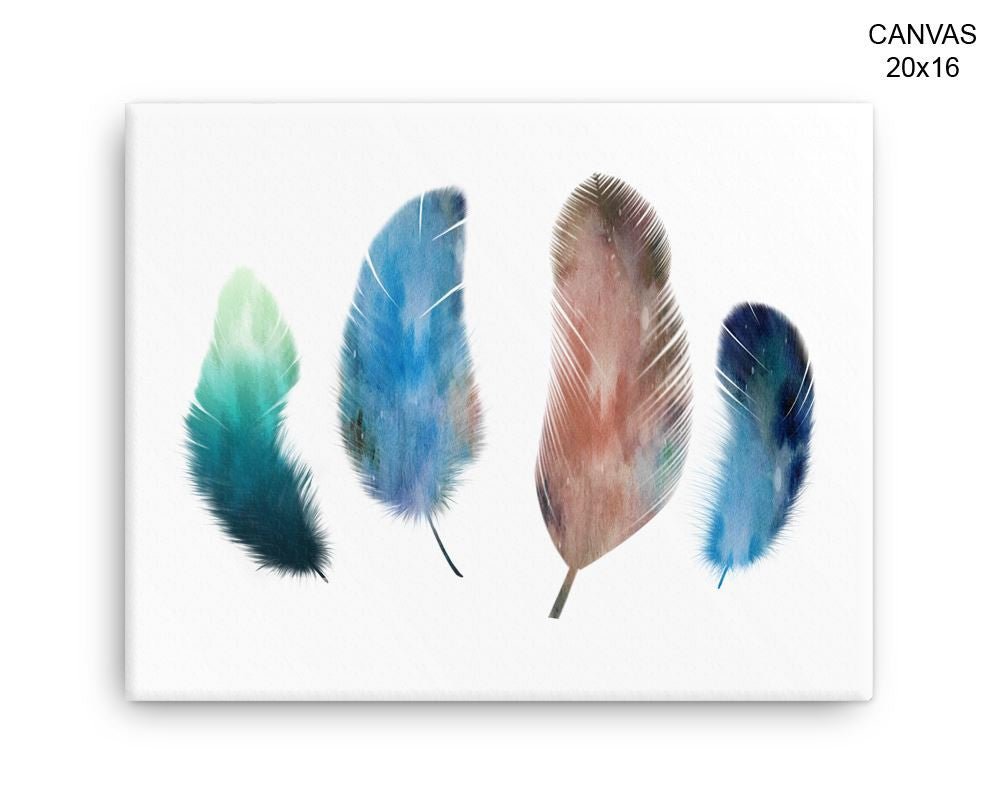 Watercolor Feathers Print, Beautiful Wall Art with Frame and Canvas options available Living Room