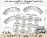 Cupcake Toppers And Wrappers in Silver Wedding Dress Bridal Shower Silver And White Theme, cupcake cover, party theme, party decor - C0CS5 - Digital Product