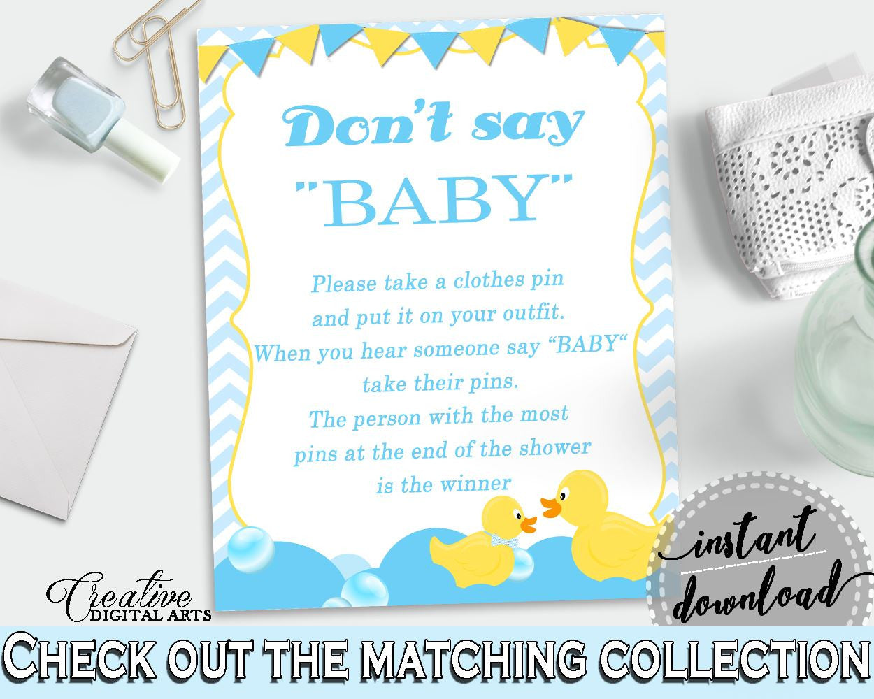 Duck Baby Shower Shower Donald Duck Party Entertainment Pass The Time DONT SAY BABY, Party Supplies, Paper Supplies - rd002 - Digital Product