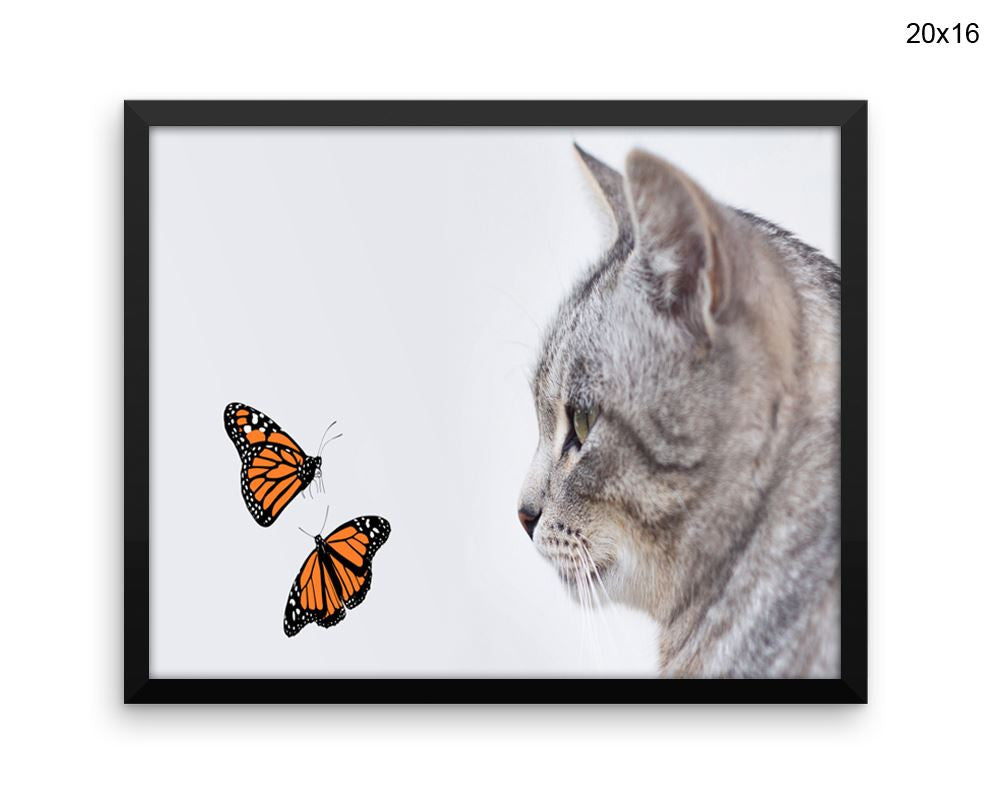 Kitten Butterflies Print, Beautiful Wall Art with Frame and Canvas options available Living Room