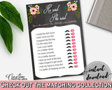 He Said She Said Game in Chalkboard Flowers Bridal Shower Black And Pink Theme, guess who, bridal shower chalk, paper supplies - RBZRX - Digital Product