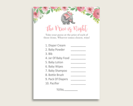 Pink Grey The Price Is Right Game, Pink Elephant Baby Shower Girl Activity, Guess The Price Game Printable, Instant Download, ep001