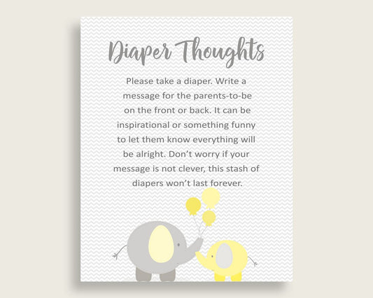 Diaper Thoughts Baby Shower Diaper Thoughts Yellow Baby Shower Diaper Thoughts Baby Shower Elephant Diaper Thoughts Yellow Gray W6ZPZ