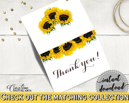 Thank You Card Bridal Shower Thank You Card Sunflower Bridal Shower Thank You Card Bridal Shower Sunflower Thank You Card Yellow White SSNP1 - Digital Product