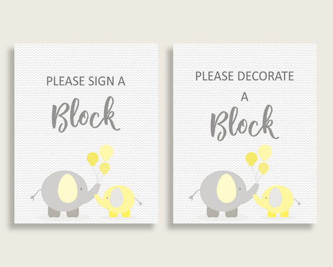 Sign A Block Baby Shower Decorate A Block Yellow.Elephant Baby Shower Sign A Block Baby Shower Yellow.Elephant Decorate A Block Yellow W6ZPZ
